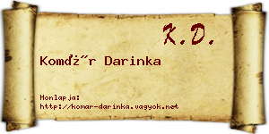 Komár Darinka névjegykártya